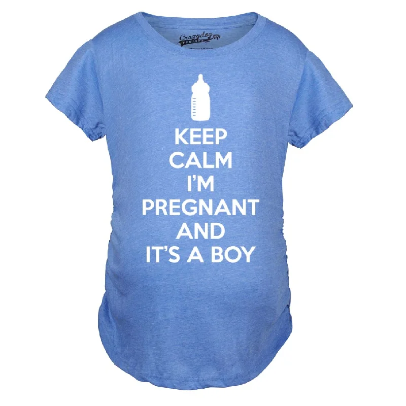 cute and stylish T-Shirts women Keep Calm I'm Pregnant And It's A Boy Maternity T Shirt