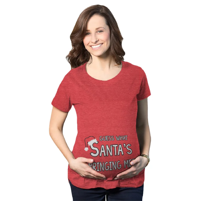 casual chic T-Shirts women Guess What Santa's Bringing Me Maternity T Shirt