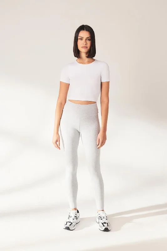 leggings for trendy casual looks Lightweight Everyday High Waisted Leggings - Light Grey Marl