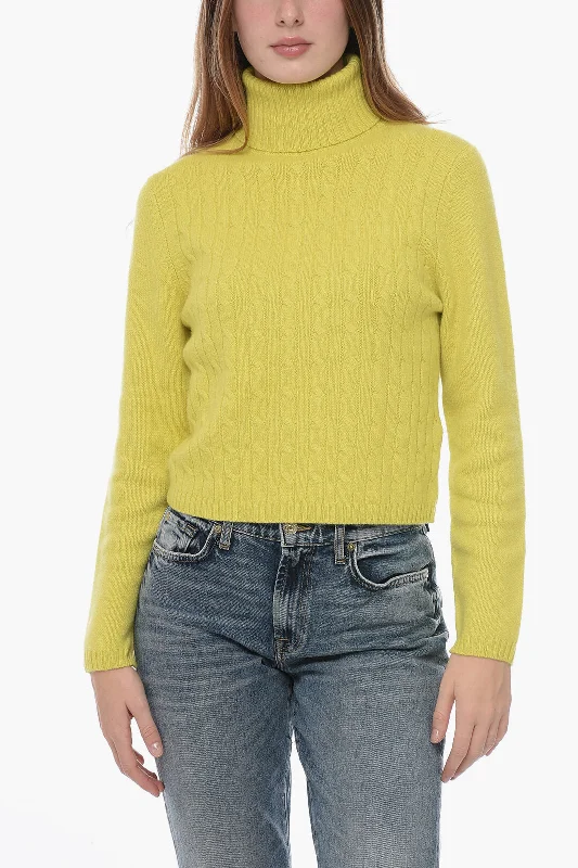 High-quality oversized sweaters Allude Cable Knit Cashmere Turtleneck Sweater M Standard size