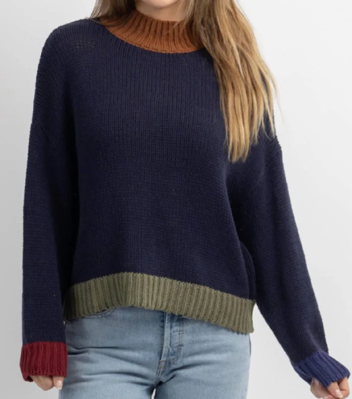 Affordable wool sweaters Bennett Combo Sweater In Navy