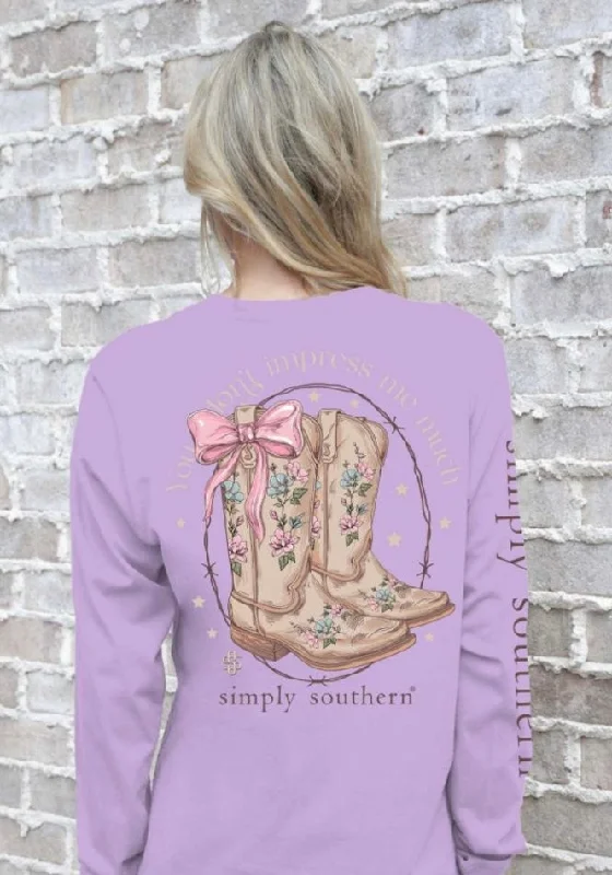 chic graphic T-Shirts women Simply Southern Impress Long Sleeve