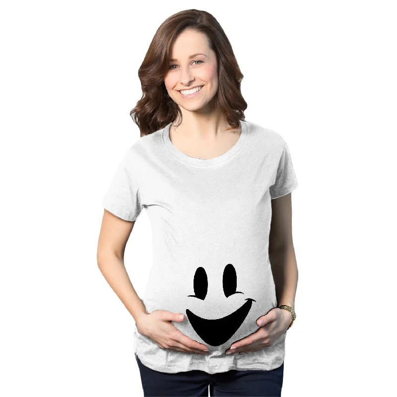 graphic design T-Shirts for summer Smiling Ghost Maternity T Shirt