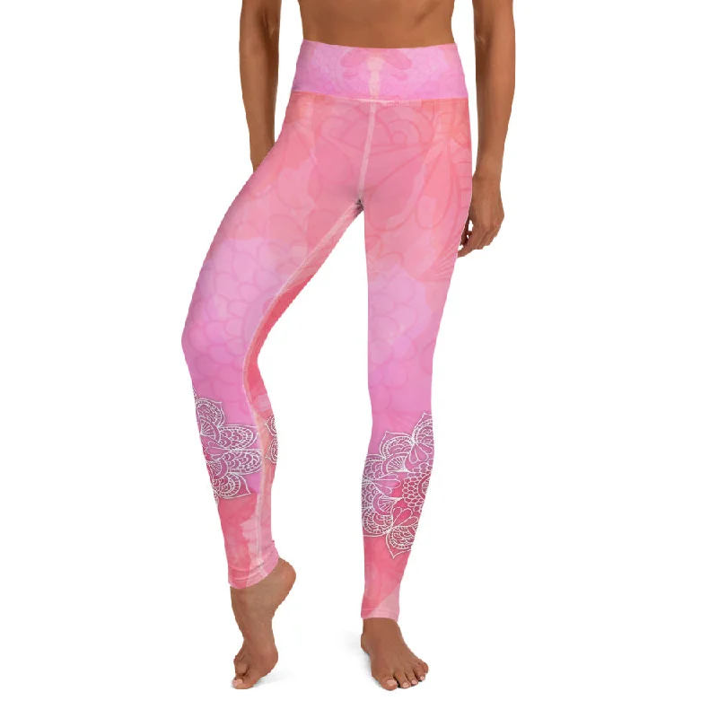 leggings for cycling Blossom Pink High Waist Yoga Leggings