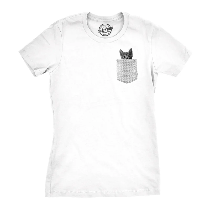 summer T-Shirts for women Pocket Cat Women's T Shirt