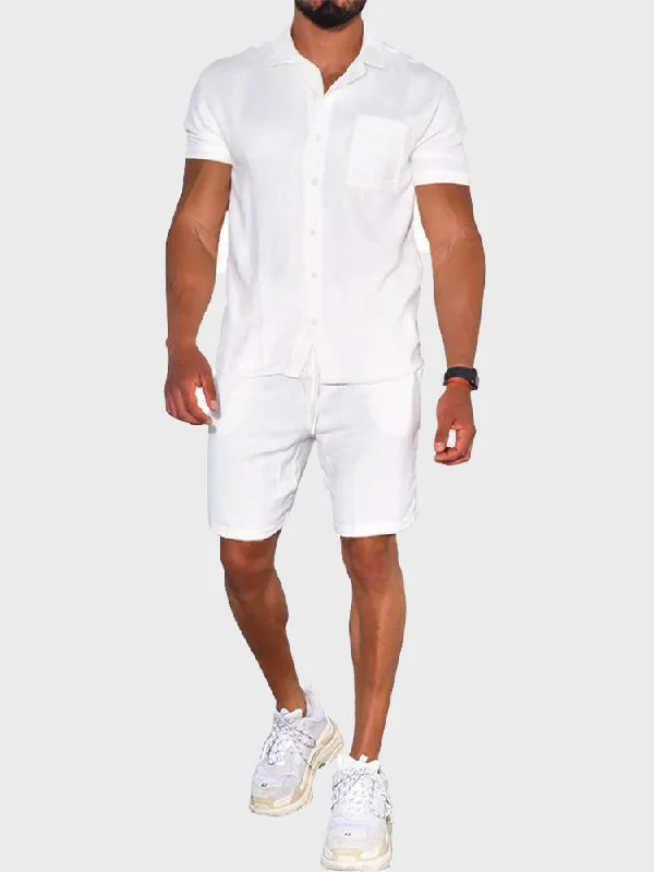 Plain Women's Top Summer Men's Solid Suit Set