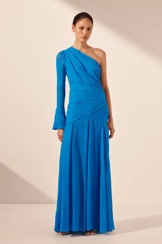 vintage style dresses & jumpsuits AMINA ASYMMETRICAL MAXI DRESS - AQUA