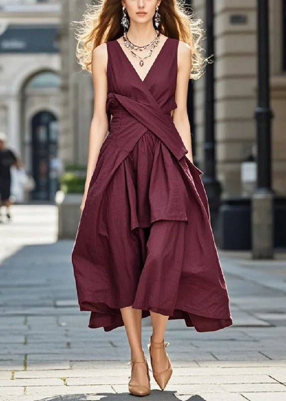 beautiful formal dresses & jumpsuits Fitted Mulberry Asymmetrical Exra Large Hem Cotton Robe Dresses Summer