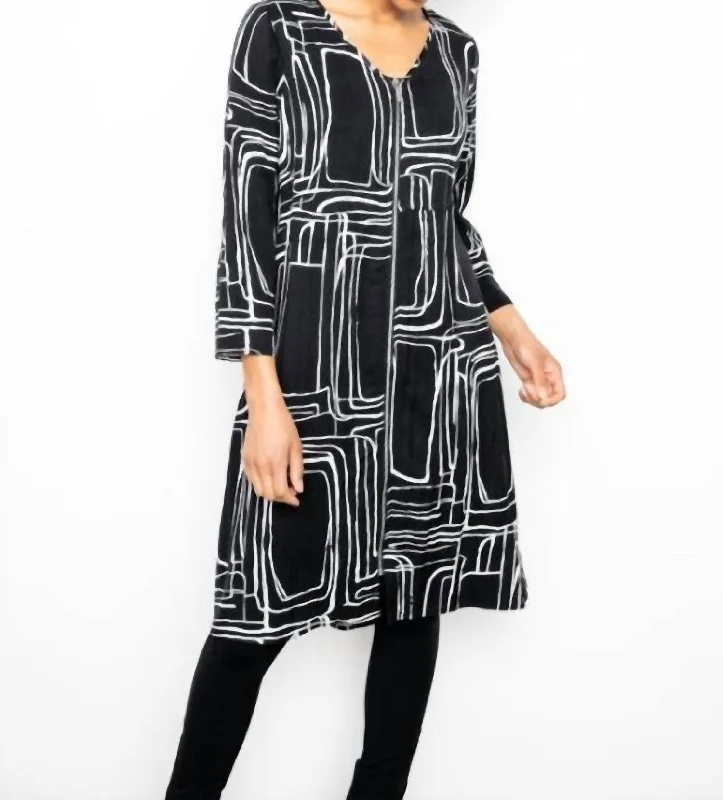 Cozy winter sweaters Tencel Zip Front Dress In Black