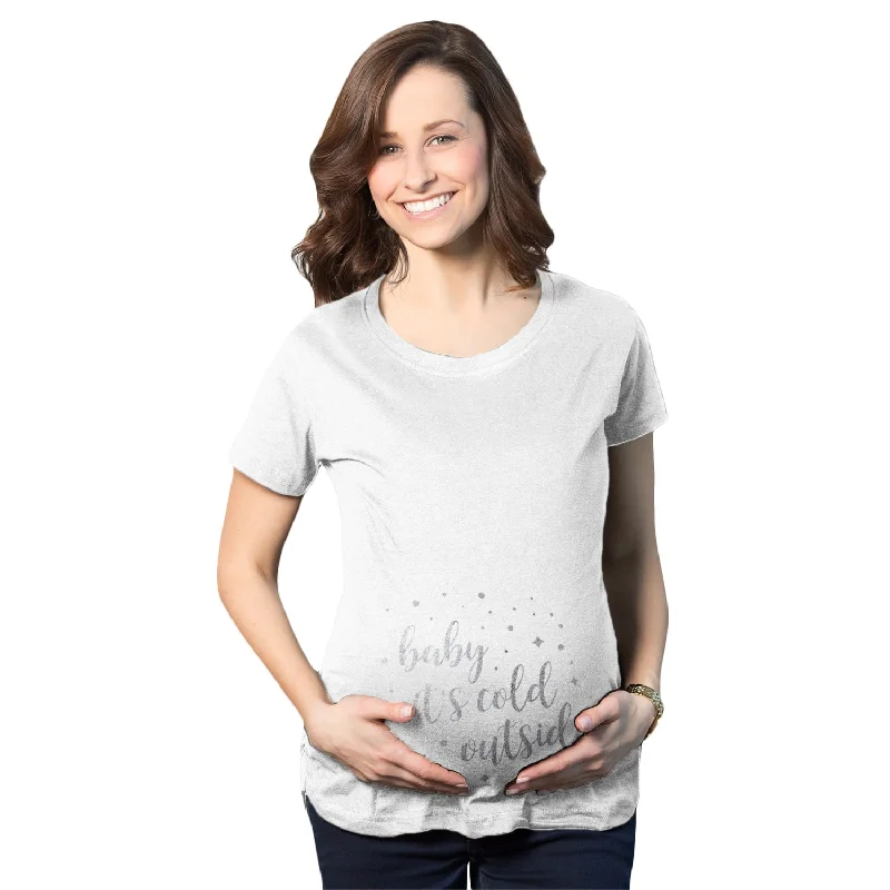 cotton basic T-Shirts women Baby It’s Cold Outside Maternity T Shirt