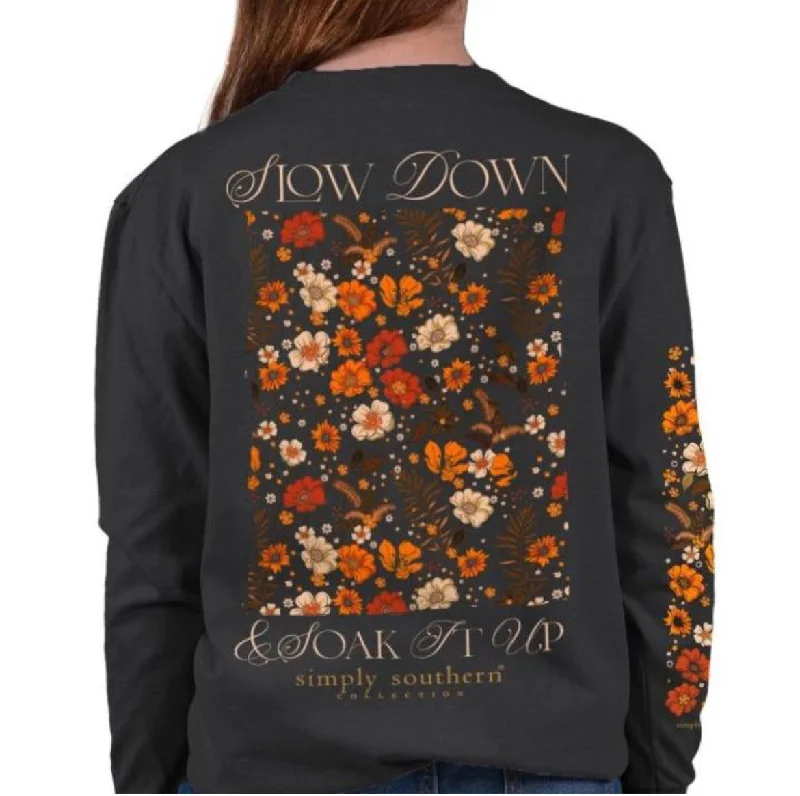 fun casual T-Shirts women Simply Southern Slow Down Long Sleeve