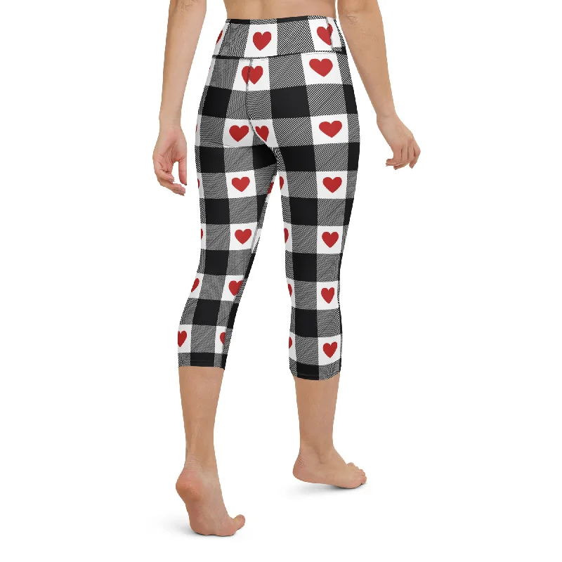 leggings for winter sports Heartfelt Plaid Yoga Capris