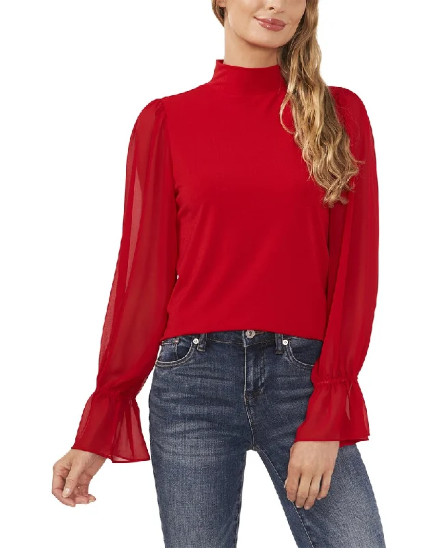 Soft winter sweaters Cece Mixed Media Mock Neck Knit Top