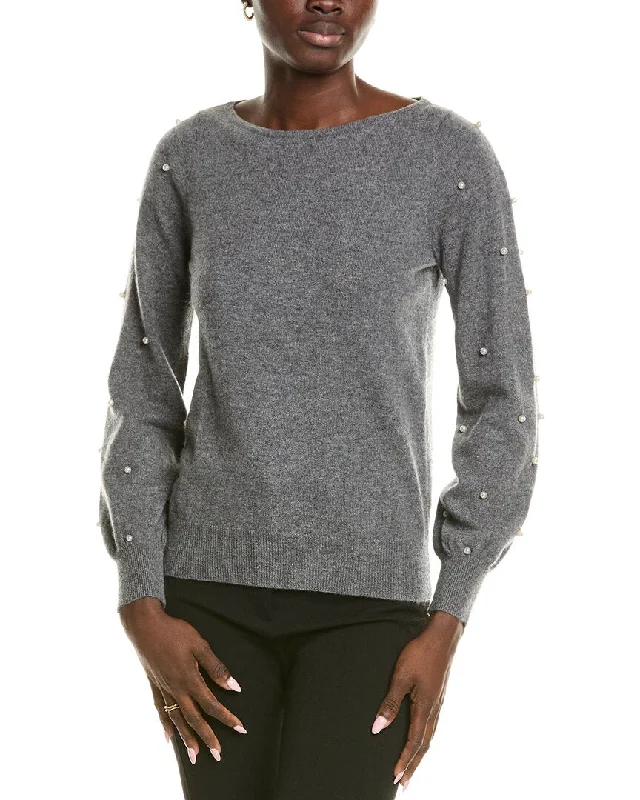 Elegant oversized knit sweaters Sofiacashmere Embellished Cashmere Sweater