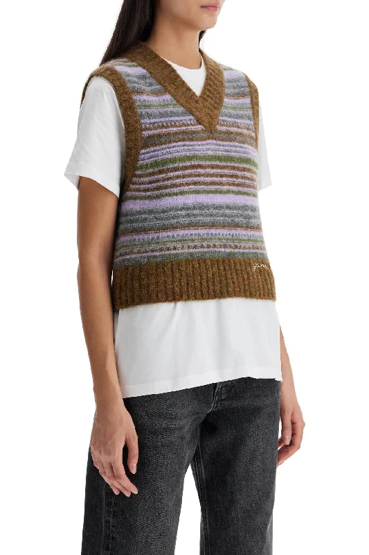 Layering sweaters for fall Ganni 'soft Striped Knit Vest With A Comfortable