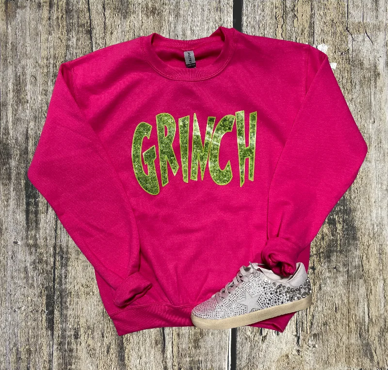 trendy T-Shirts for women Phoa Glitter Grinch Crew