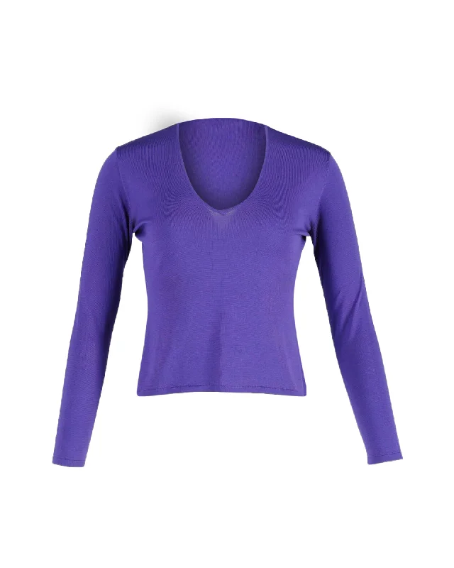 Relaxed fall sweaters Ralph Lauren Long Sleeve Top in Purple Silk