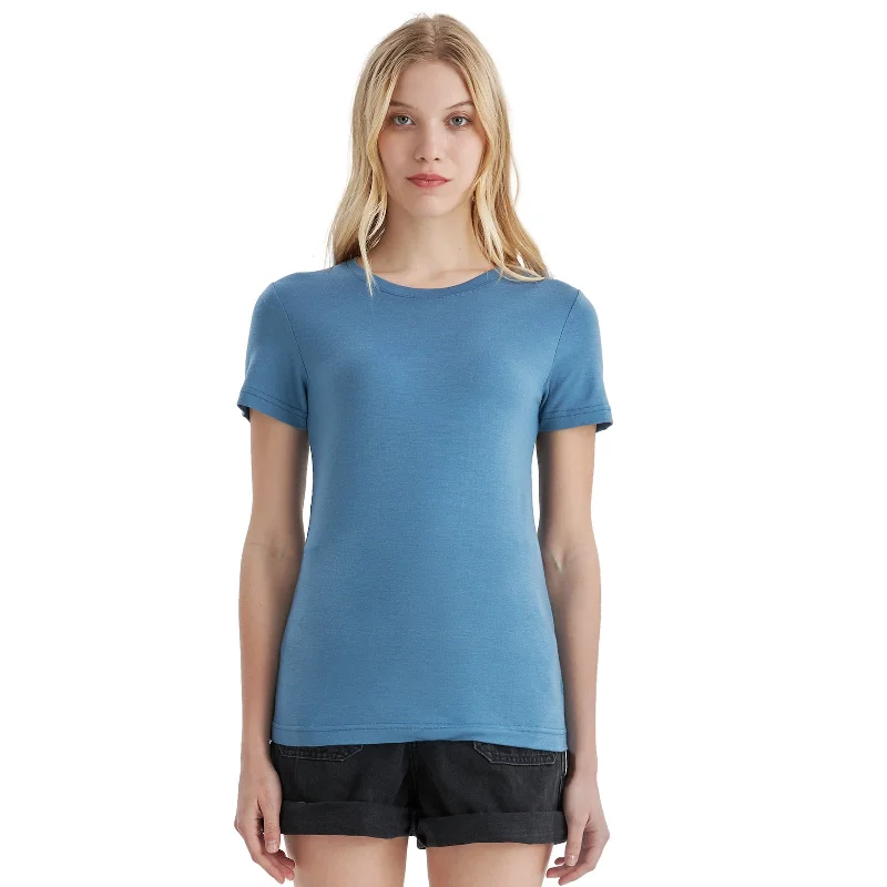 graphic slogan tees for women Women's Merino 170g Classic Short Sleeve T-Shirt Lake Blue