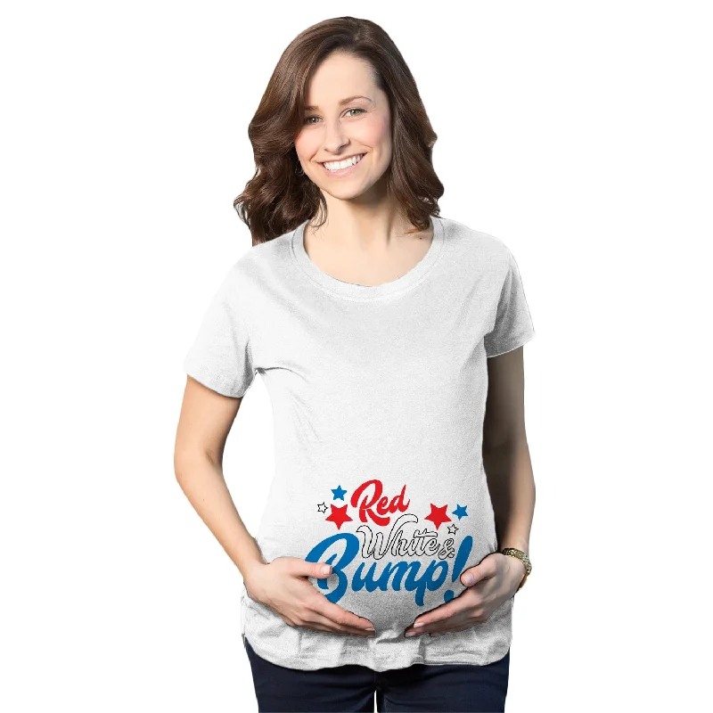 eco-friendly graphic T-Shirts women Red White And Bump Maternity T Shirt