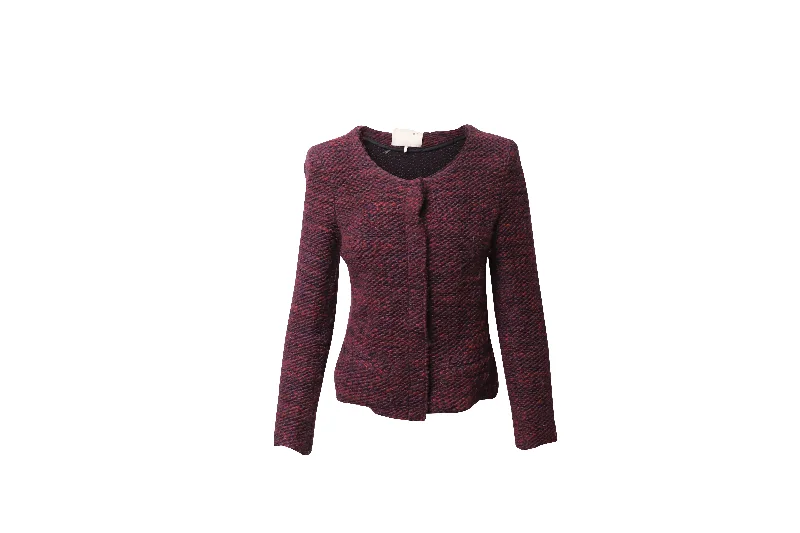 Comfy wool tunic sweaters IRO Fringed Tweed Evening Jacket in Burgundy Wool