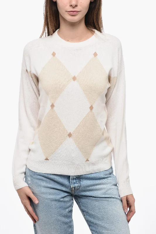 Fuzzy knitted sweaters Peserico Lurex Detailing Sweater with Geometric Motif 40 Italian size