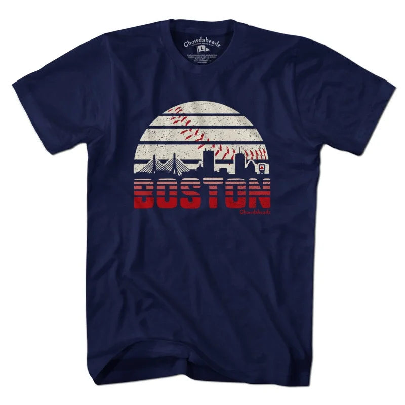 women's graphic print T-Shirts Boston Baseball Skyline T-Shirt