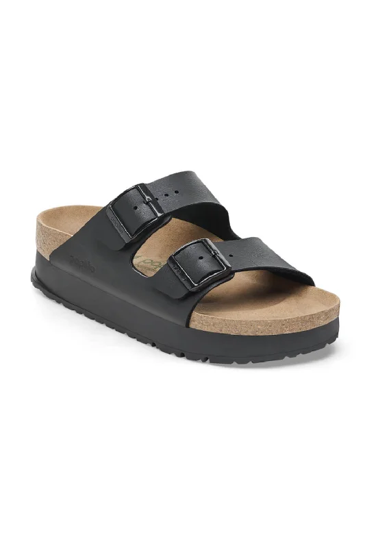 Warm Women's Top Papillio by Birkenstock Arizona Flex Platform Vegan Birko-Flor Sandals for Women in Black | 1027395