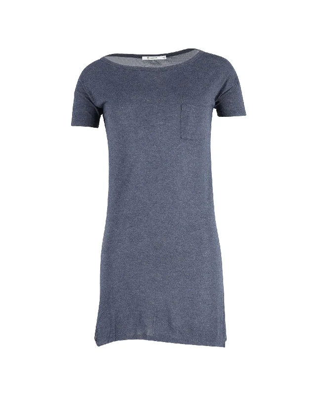 Warm long-sleeve sweaters T by Alexander Wang Scoop Neck Mini Dress in Blue Rayon