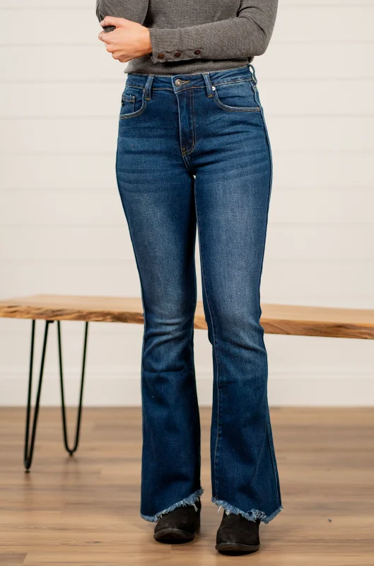 Elegant jeans for women Carson High Rise Fray Hem Flare