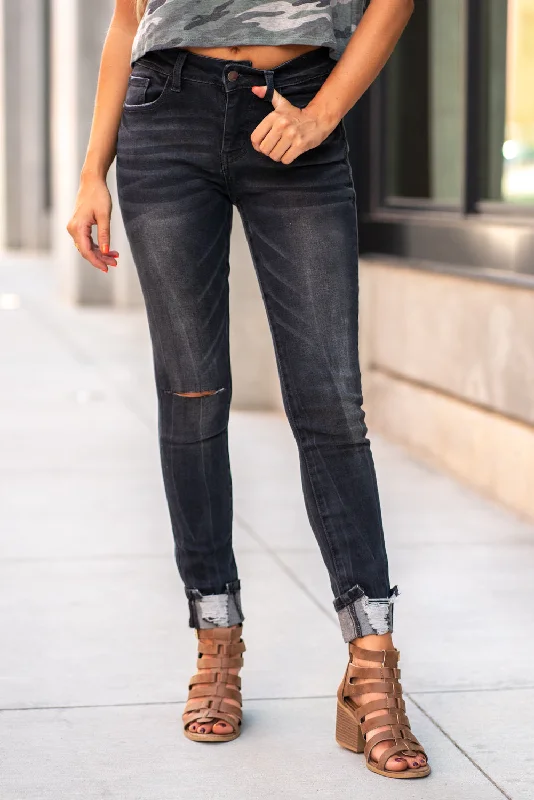 Stylish tapered jeans women Mid Rise Distressed Skinny