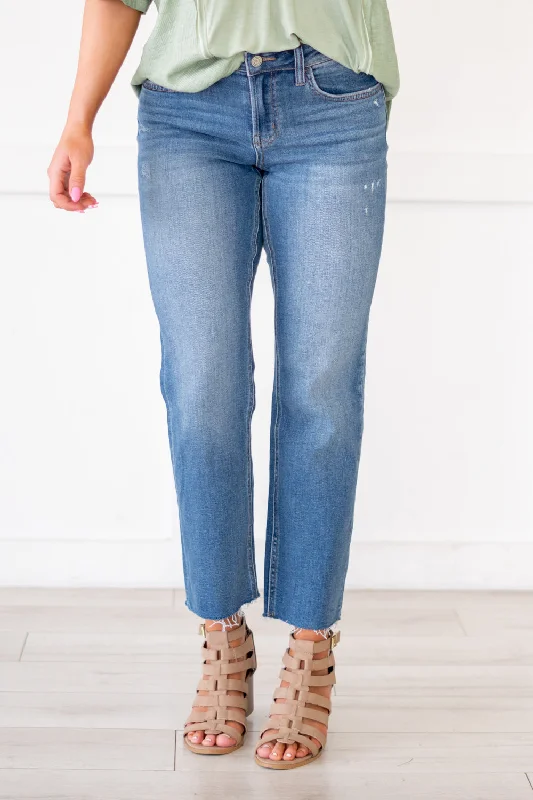 Ripped denim skinny jeans Upliftment Mid Rise Ankle Straight