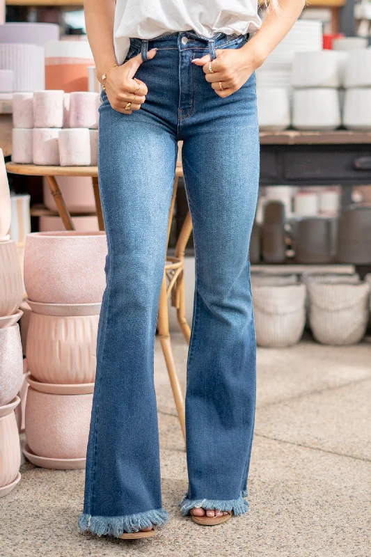 Stretchable jeans Lily Mae High Rise Flare With Frayed Hem