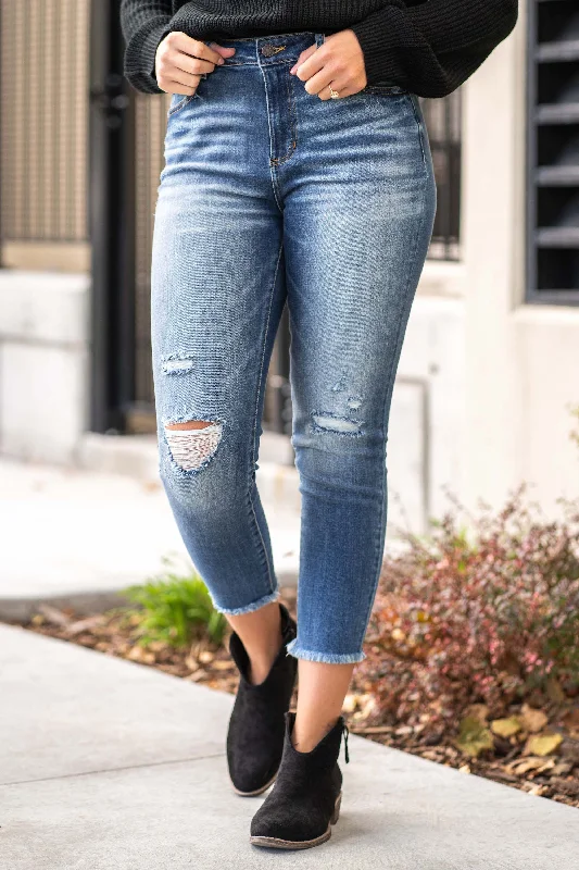 High-waisted designer denim jeans Morgan High Rise Ankle Skinny