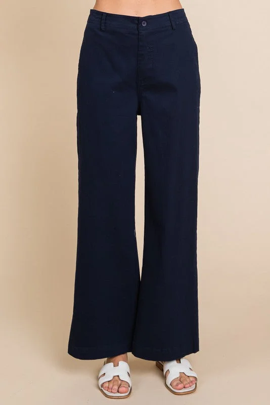 pleated slim fit pants Solid Wide Flared Pants