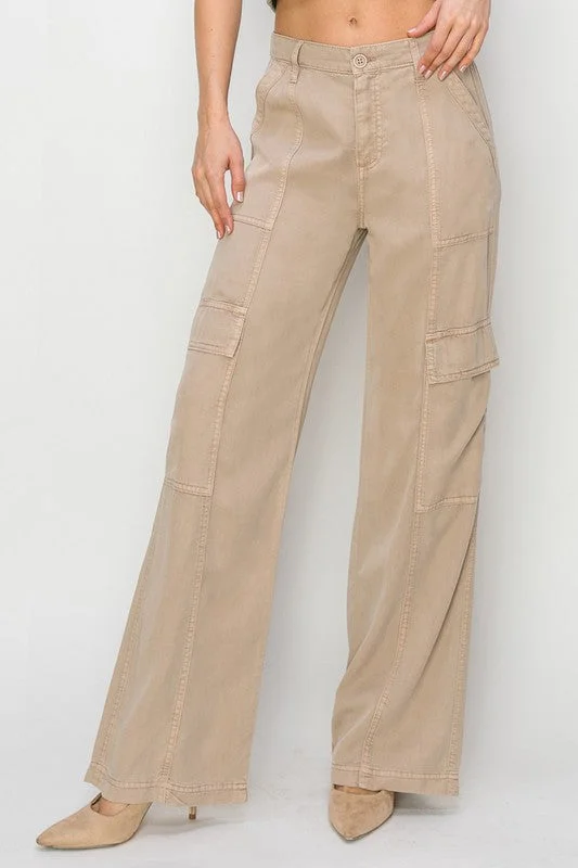 loose yoga pants Risen Jeans Tencel Wide Leg Cargo Pants