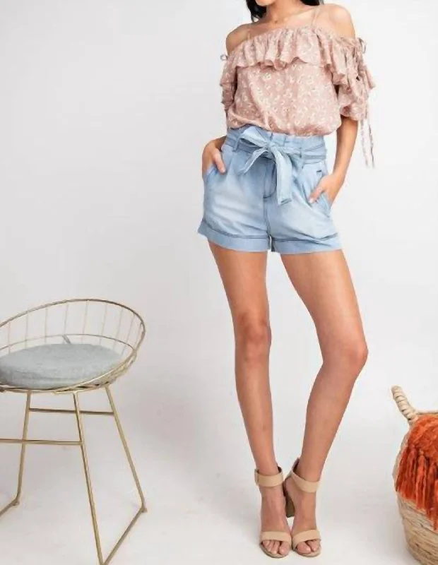 Comfortable denim beach shorts All About The High Waist Shorts In Light Denim