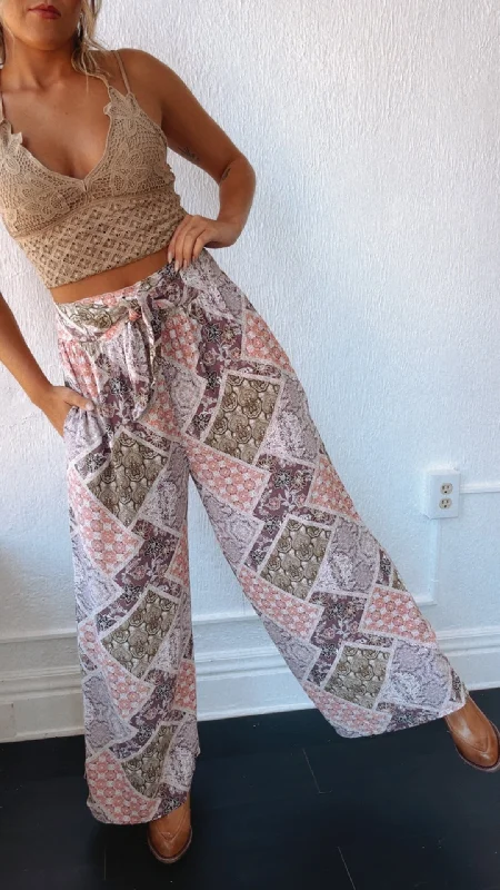 casual pants for travel All Things Boho Printed Pant, Mauve