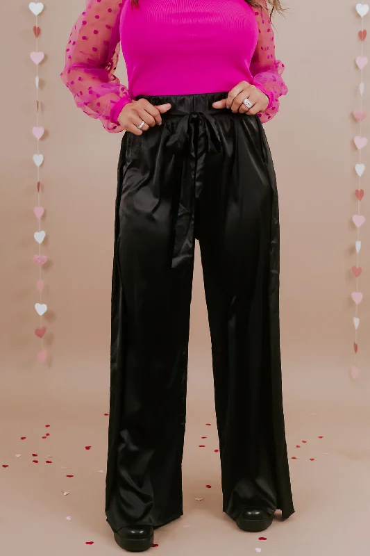 classic work pants Best For Last Satin Pant, Black