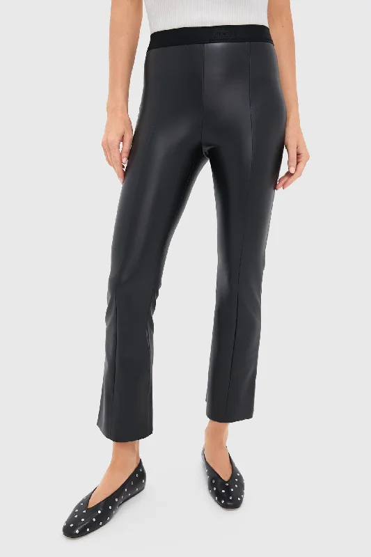 pleated office pants Black Vegan Leather Jenna Trousers