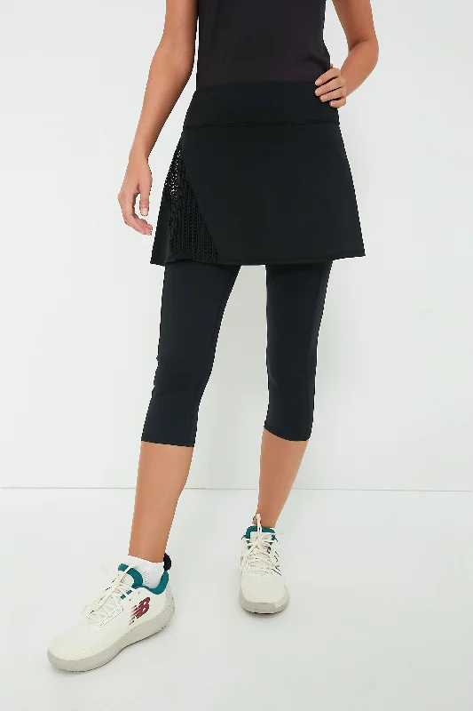 summer linen pants Black Jesse Skirted Capri