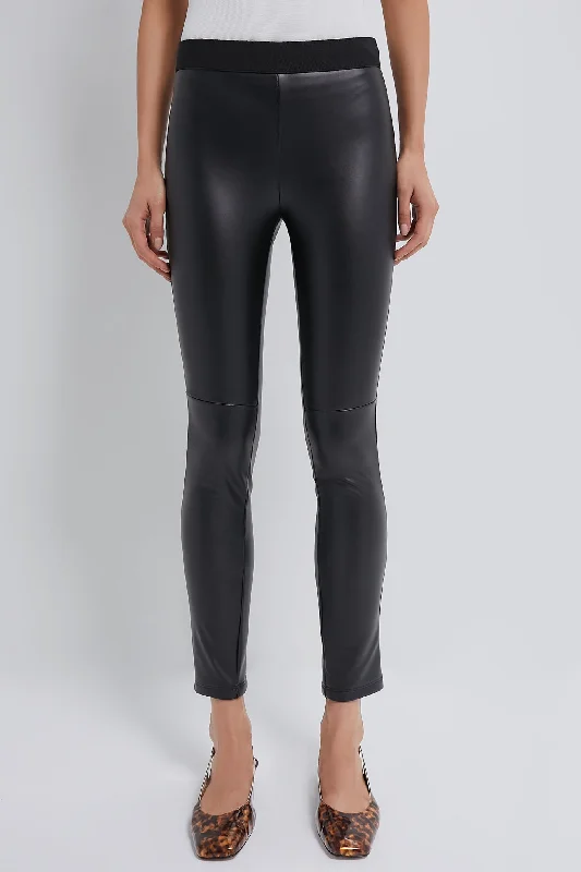 comfortable bootcut pants Black Vegan Leather Legging