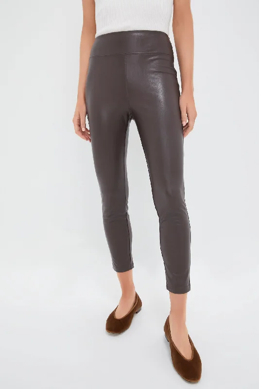 cropped leggings for women Brown Leather Leggings