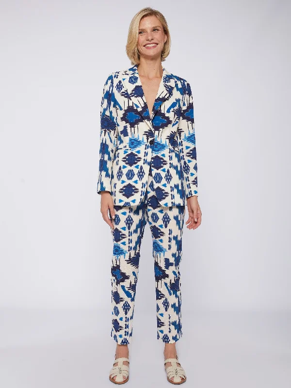 comfortable fit pants Clarise Trouser in Ikat Blue