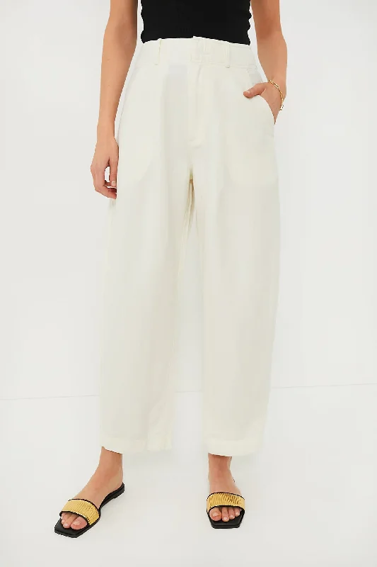 slimming high waist pants Cream Bari Cropped Trouser