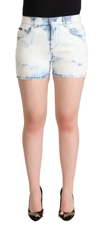 Soft cotton beach shorts Dolce & Gabbana Chic  blue Mid-Waisted Women's Shorts