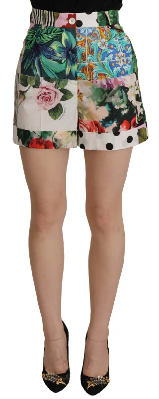 Ruffled hem shorts Dolce & Gabbana Floral High Waist Hot Pants Women's Shorts