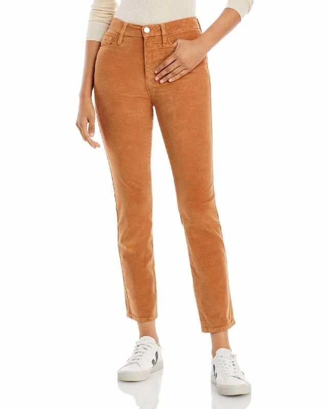 womens cargo pants Frame Denim Le Sylvie Slender Straight Cordoroy Jeans in Latte