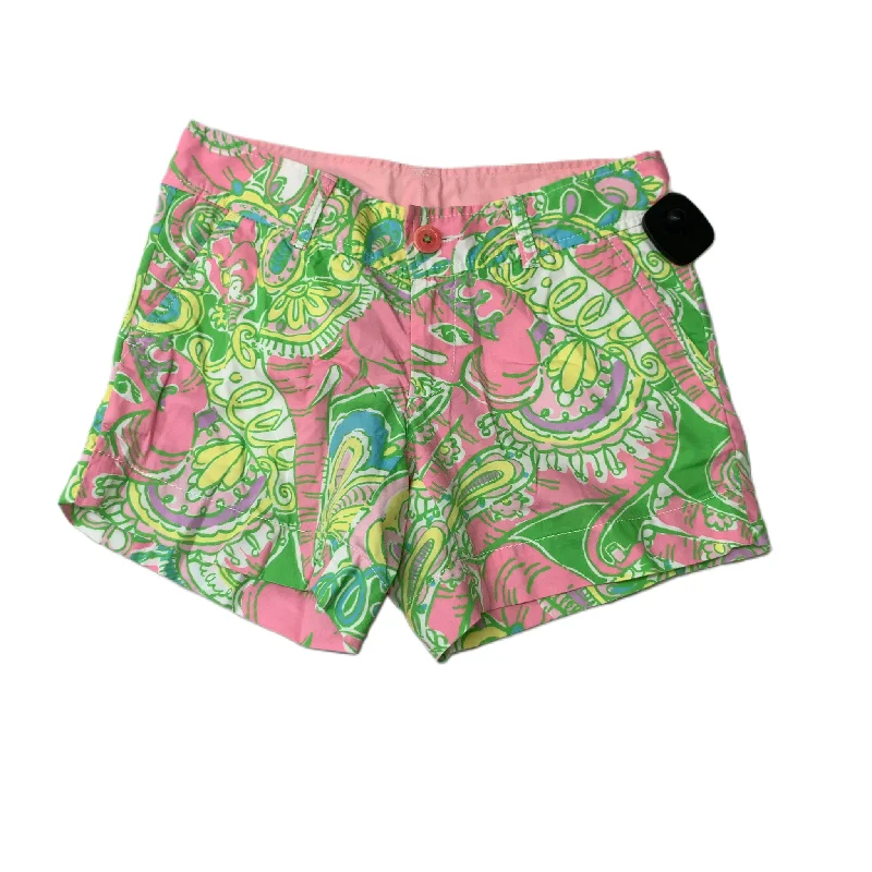 Women’s floral print shorts Green & Pink  Shorts Designer By Lilly Pulitzer  Size: 00