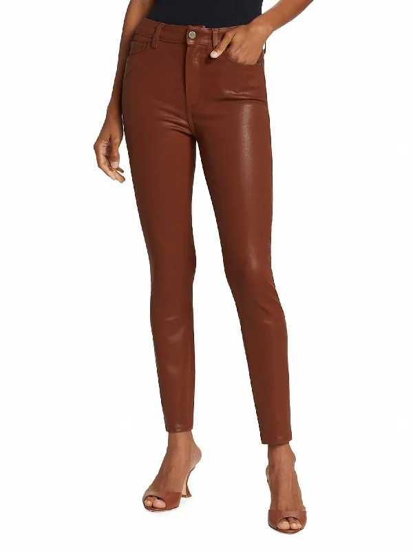 womens slim fit trousers Hoxton Ankle Pants in Burgundy Dust Luxe Coating