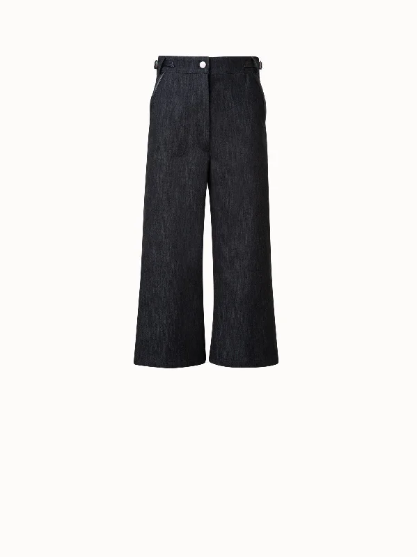 warm sweatpants for winter Long Bermuda Pants in Cotton Denim Stretch